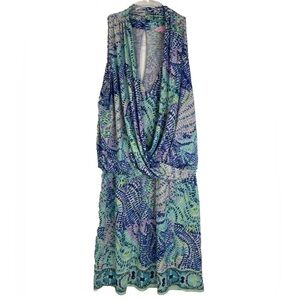 Lilly Pulitzer Felizia Blouson Faux Wrap Mini Dress Blue Current